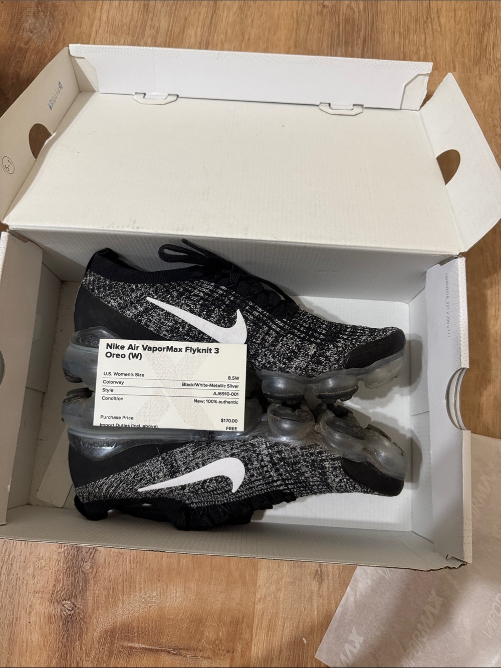 Nike VaporMax Flyknit 3 Oreo